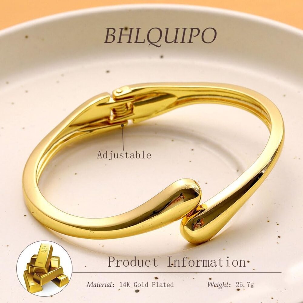 Adjustable 14k Plated Gold Bangles For Women Fash… - image 6